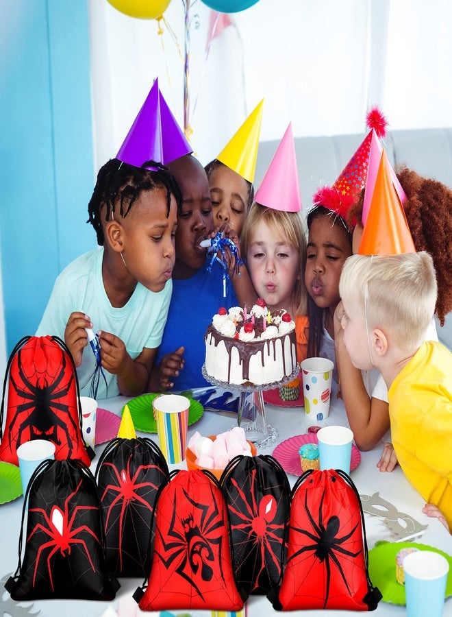 Lothee 30 Pcs Spider Drawstring Goodie Gift Bags Spider Party Favors Hero Birthday Party Decoration Supplies Spiderweb Candy Treat Bags - Image 2